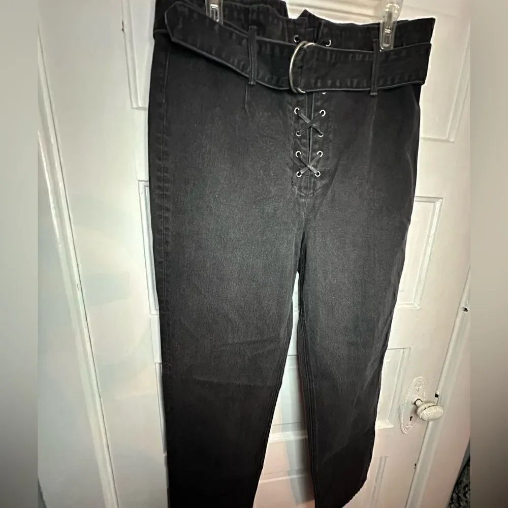 NWTs GRLFRND Solange Black Lace Tie Up Jeans in Remote Control Size 31 - Picture 6 of 11
